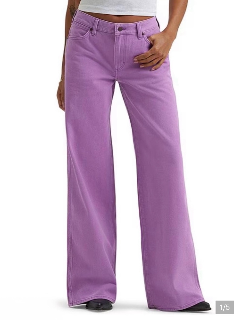 Wrangler Wide Leg Jeans in Lavender Purple